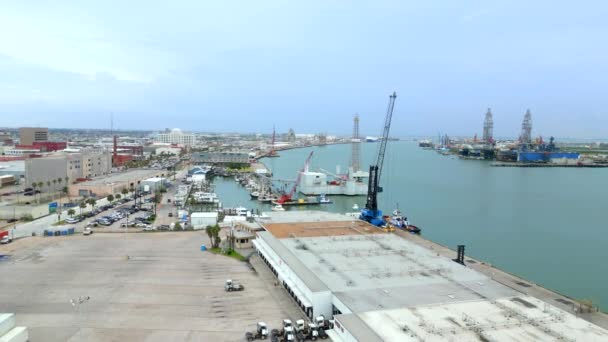 Distribuce Kontejnerů Port Galveston Texas Anerial Video — Stock video