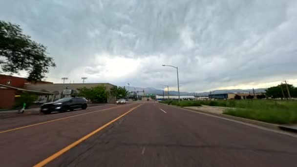 Driving Colorado Springs Overcast Storm Clouds — Stock Video