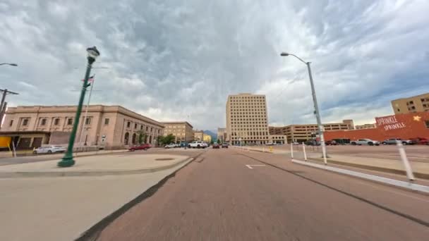 Pusat Kota Colorado Springs Juli 2023 Tur Mengemudi — Stok Video