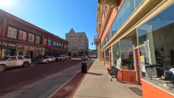 Видео Движения Downtown Trinidad Colorado Historic Town — стоковое видео