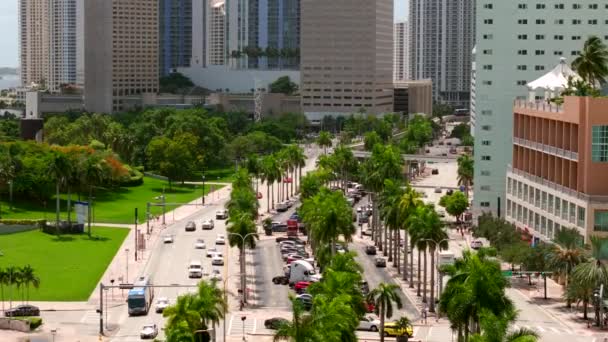 Aerial Drone Video Centrum Miami Parkingi Biscayne 2023 — Wideo stockowe