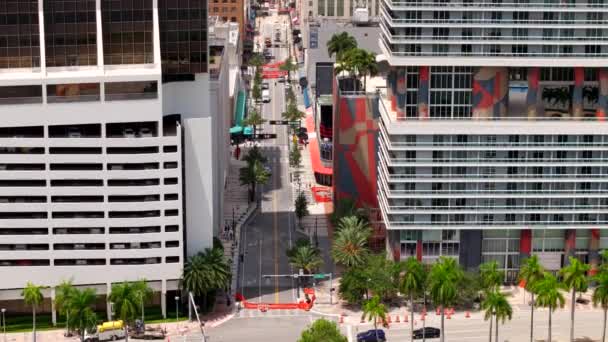 Légi Felvétel Flagler Street Downtown Miami Augusztus 2023 — Stock videók