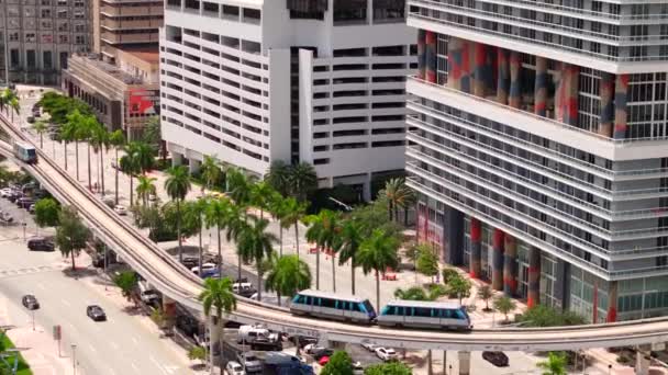 Miami Usa Augusti 2023 Metromover Rörelse Downtown Miami 2023 — Stockvideo