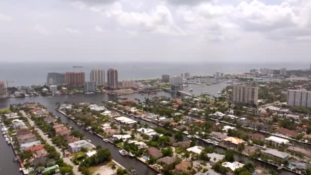 Volo Aereo Sopra Quartieri Fort Lauderdale Florida 2023 — Video Stock
