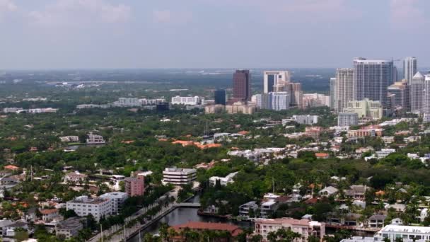 Vista Lateral Aérea Downtown Fort Lauderdale Paisagem Urbana Por Volta — Vídeo de Stock