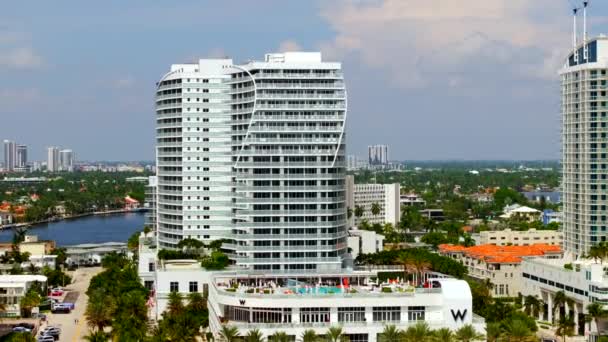 Fort Lauderdale Estados Unidos Septiembre 2023 Salida Aérea Drones Hotel — Vídeos de Stock
