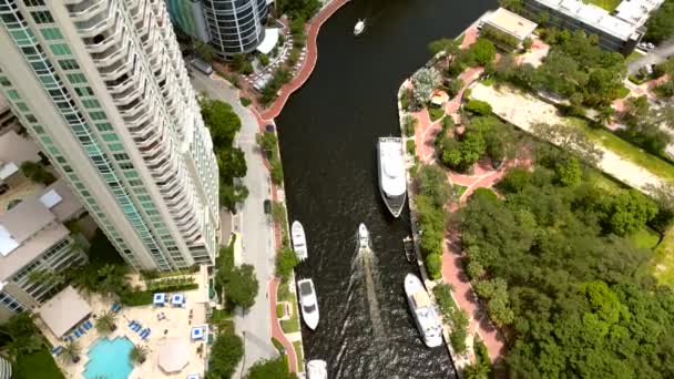 Luchtfoto Naar Beneden Fort Lauderdale New River 2023 — Stockvideo