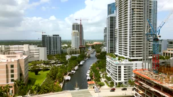 Subida Aérea Downtown Fort Lauderdale New River 2023 — Vídeos de Stock