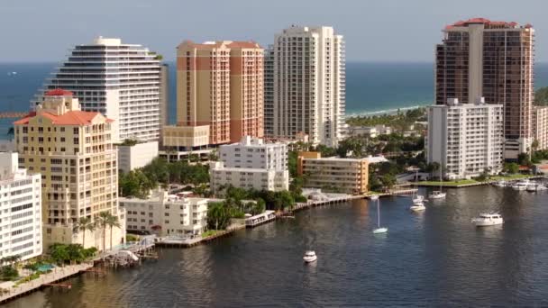 Fort Lauderdale Kondominium Między Oceanem Przybrzeżną Drogą Wodną — Wideo stockowe