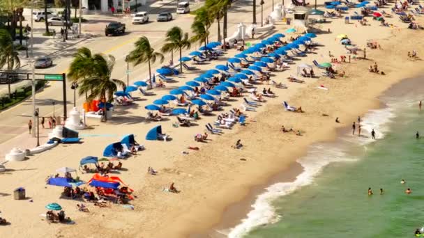 Imágenes Drones Turistas Playa Fort Lauderdale 2023 — Vídeo de stock