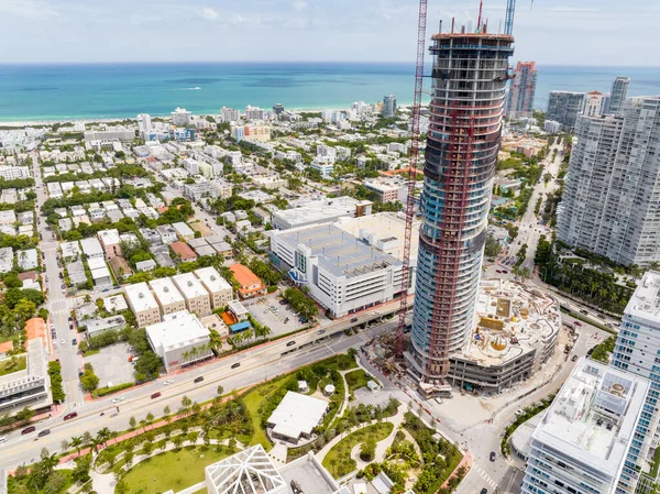 Miami Beach Usa September 2023 Flygfoto Five Park Bostadslägenhet Uppbyggnad — Stockfoto