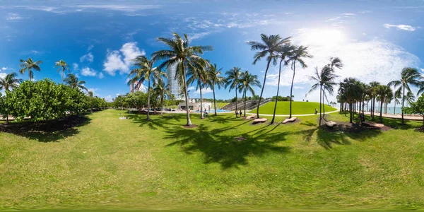 stock image Miami Beach, FL, USA - September 3, 2023: Grass field at South Pointe Park Miami Beach FL