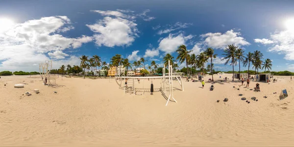 美国佛罗里达州迈阿密海滩 2023年9月3日 美国迈阿密南岸肌肉滩2023 360等长方形 — 图库照片