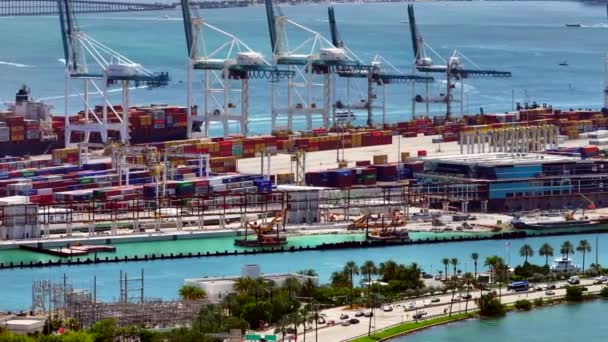 Tight Aerial Shot Port Miami Construction Terminal September 2023 — Stock Video