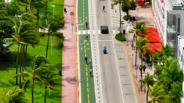 Αεροπλάνο Σφιχτά Miami Beach Ocean Drive Ποδηλατόδρομοι 2023 — Αρχείο Βίντεο