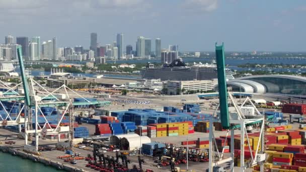 2023 Luchtfoto Video Noorse Cruiseterminal Bij Port Miami — Stockvideo