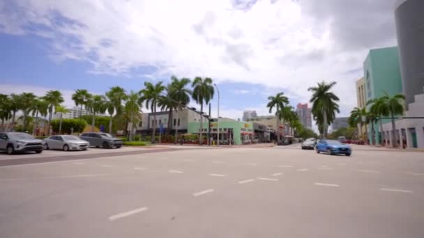 Miami Beach Usa September 2023 Motion Video Washington Avenue Till — Stockvideo