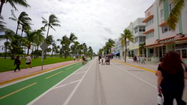 Miami Beach Usa Szeptember 2023 Turisták Miami Beach Ocean Drive — Stock videók