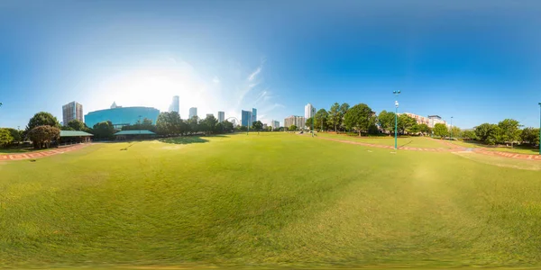 Gebied Van Pluche Groen Gras Shot Met Een 360 Equrechthoekige — Stockfoto