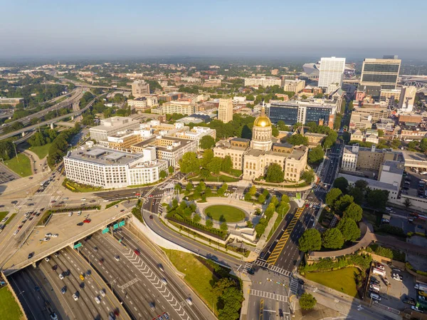 アトランタ アメリカ 2023 ジョージアキャピトルビルと政府のオフィスの空中広角写真 — ストック写真
