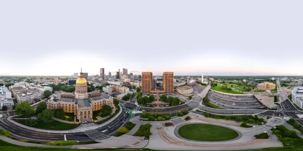 Aerial 360 Drone Panorama Georgia State Capitol Building Atlanta — Foto Stock