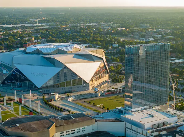 Atlanta Usa Września 2023 Zdjęcie Lotnicze Mercedes Benz Stadium Downtown — Zdjęcie stockowe