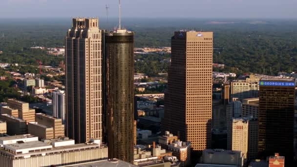 Atlanta Eua Setembro 2023 Vídeo Drone Paralaxe Aéreo Torres Arranha — Vídeo de Stock