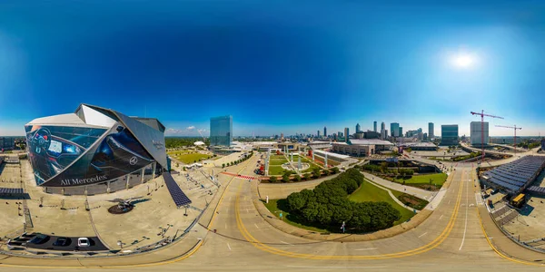 アトランタ アメリカ 2023 ジョージアワールドコングレスセンターとコンベンションステートファームアリーナとメルセデスベンツスタジアムアトランタの空中ドローン360 Vr写真 — ストック写真