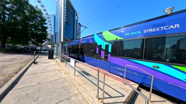 Atlanta Usa September 2023 Atlanta Streetcar Vagn Film — Stockvideo