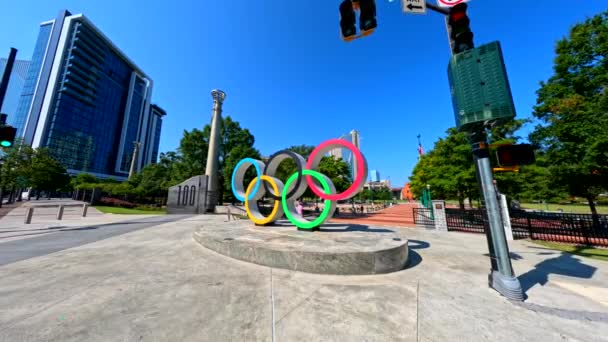 Atlanta Usa Septiembre 2023 Acerca Video Movimiento Los Anillos Olímpicos — Vídeo de stock