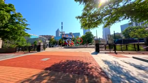 Atlanta Usa September 2023 Olympische Ringe Centennial Olympic Park Atlanta — Stockvideo