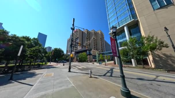 Atlanta Usa Septiembre 2023 Motion Video Tour Cnn Building Downtown — Vídeos de Stock