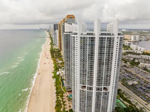 Aerial Drone Photo Towers Sunny Isles Beach Florida North Miami — Stock Photo, Image