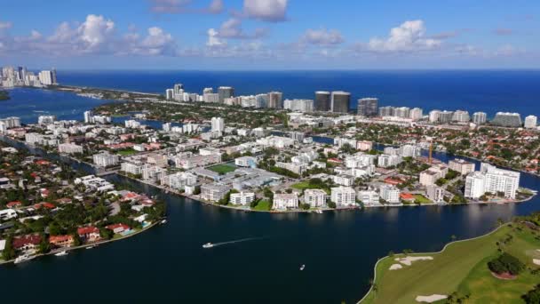 Légi 2023 Videógyűjtemény Miami Beach Bay Harbor Szigetek Keletre — Stock videók