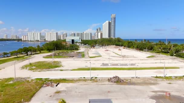 Légi Felvételeket Revitalizációs Projekt Hajó Rámpa Parkoló Haulover Park Miami — Stock videók