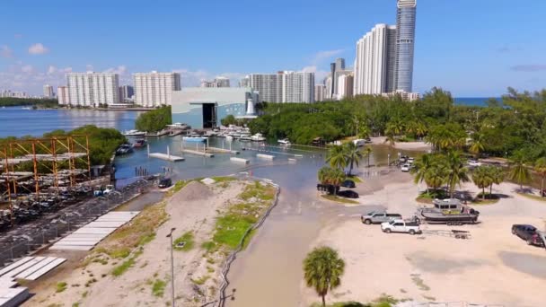 Noticias Aéreas Vídeo Haulover Miami Rampa Barco Inutilizable Debido Las — Vídeo de stock