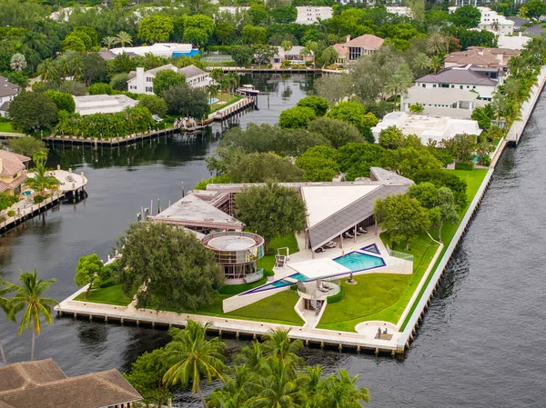 Fort Lauderdale Usa October 2023 Aerial Photo Luxury Modern House — Stock Photo, Image