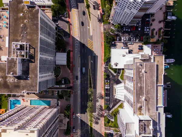 Aerial Overhead Photo Miami Beach Collins Avenue — Stock Photo, Image