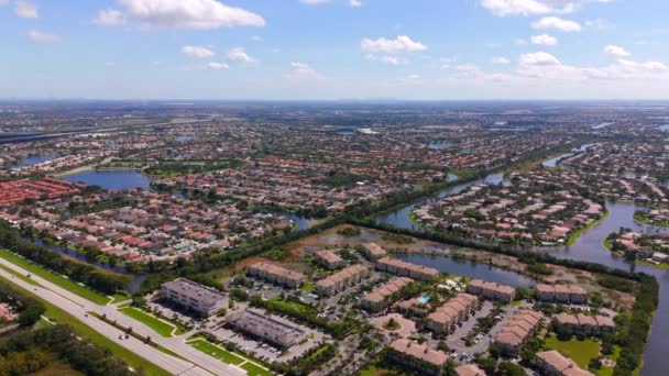 Luchtfoto Panorama Buurten Silver Lakes Pembroke Pines Florida Oktober 2023 — Stockvideo