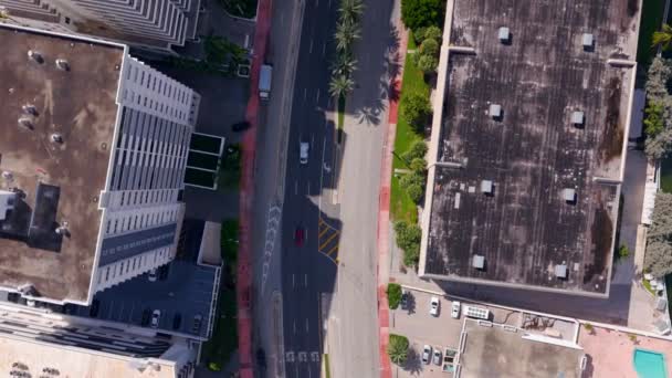 Aerial Flyover Facing Collins Avenue Miami Beach Condominium Buildings — Stock Video
