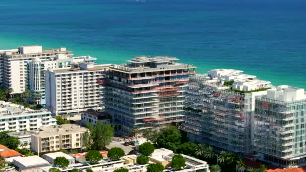 Nuevo Desarrollo Inmobiliario Lujo Frente Mar Surfside Miami — Vídeos de Stock