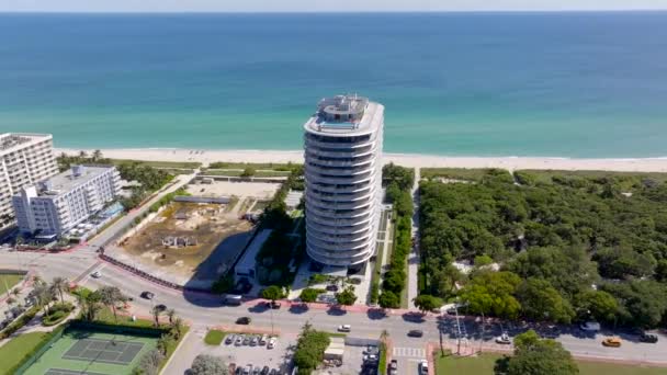 Miami Beach Usa October 2023 Aerial Drone Stock Video Orbit — стоковое видео