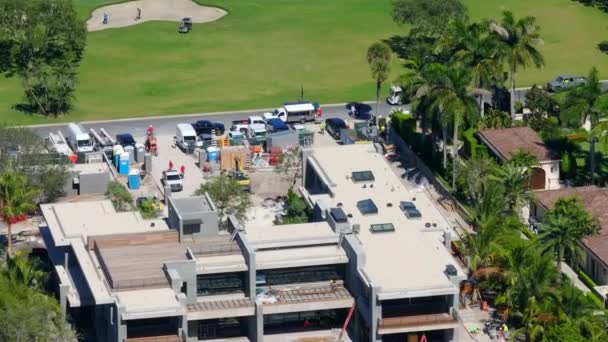 美国佛罗里达州迈阿密海滩 2023年10月18日 在迈阿密海滩正在建造的Tom Bradys房子的空中视频承包商 — 图库视频影像