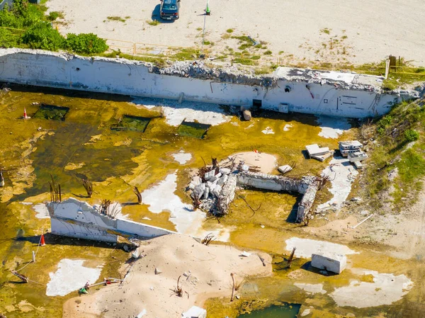 Antenni Drone Valokuva Jälkimainingeissa Champlain Tornit Romahtaa Miami Surfside — kuvapankkivalokuva