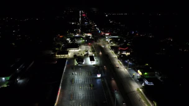 Key Largo Florida Nacht Luchtfoto Video — Stockvideo