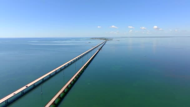 Jembatan Mil Baru Dan Tua Kunci Florida — Stok Video