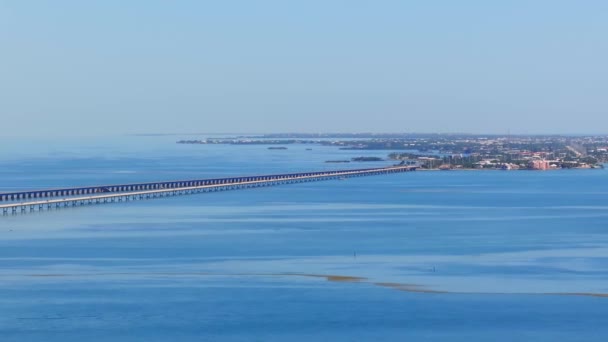 Letecký Dron Video Sedm Mile Bridge Florida Keys Telehoto — Stock video