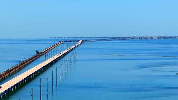 Letecký Teleobjektiv Stock Záběry Seven Mile Bridge Florida Keys 2023 — Stock video