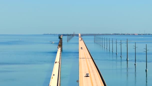 Letecký Teleobjektiv Video Florida Keys Seven Mile Bridge 2023 — Stock video
