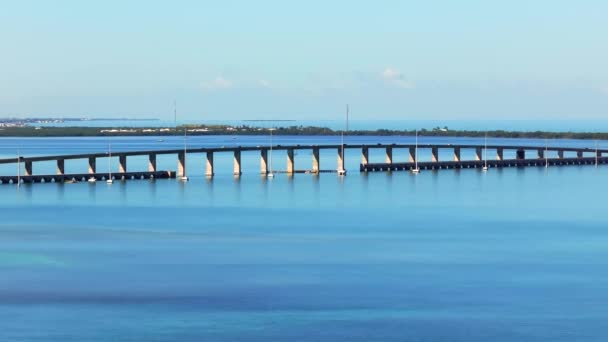 Telefoto Aéreo Vídeo Canal Puente Florida Llaves — Vídeo de stock